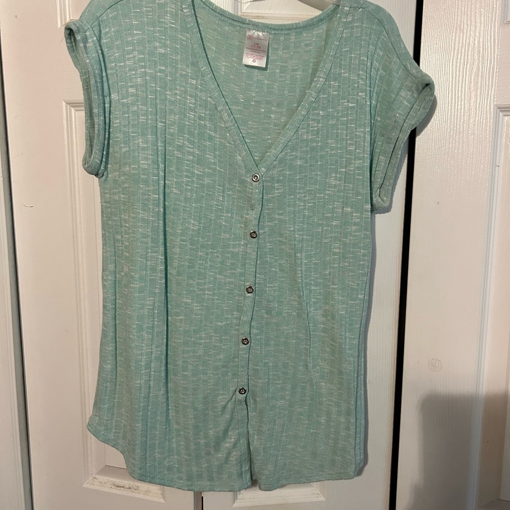 Mint Green Button-Up Women's Top